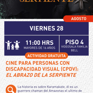 Cartel informativo mostrando el cartel de la película con dos personas en un fondo oscuro