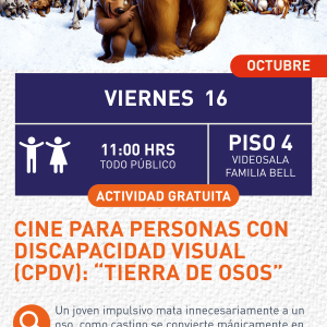 Cartel informativo mostrando el cartel de la película tierra de osos 